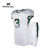 Football uniform with custom team logo and player name