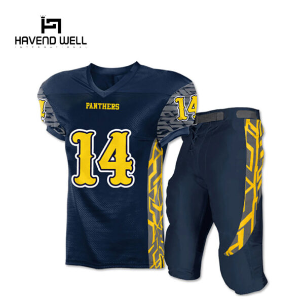 Personalized American football jersey with custom logo.