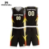 Custom basketball uniform with team logo and player number