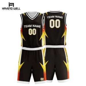 Custom basketball uniform with team logo and player number