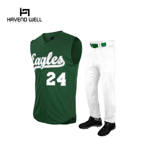 Custom professional baseball uniform with logo and team colors.