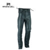 Custom leather biker chaps with tailored fit and premium craftsmanship.
