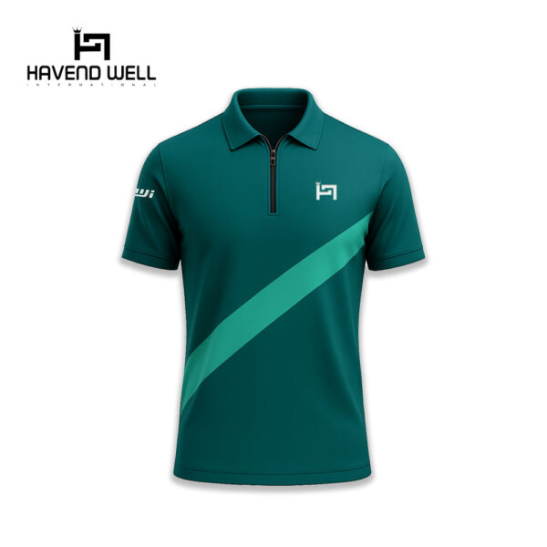 Customizable quarter-zip polo with logo embroidery